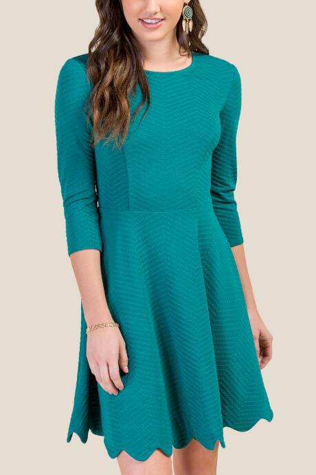Francesca Inchess Kai Textured Skater Dress - Forest