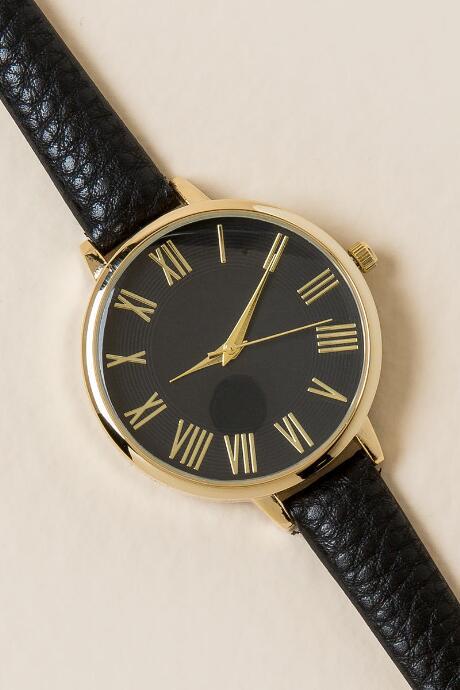 Francesca's Whitney Roman Numeral Watch - Black