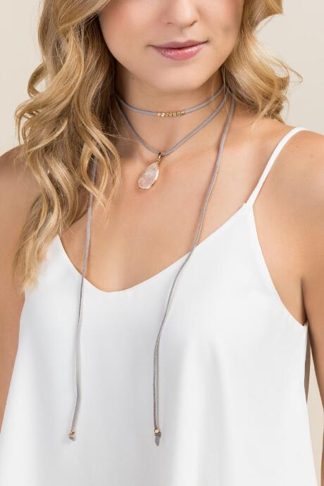 Francesca's Serena Self-tie Choker - Gray