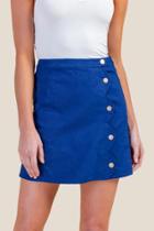 Francesca's Kelsey Side Snap Mini Skirt - Navy