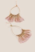 Francesca's Lilly Feather Drop Earrings - Rose