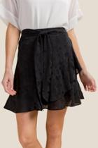 Francesca's Theora Satin Wrap Mini Skirt - Black