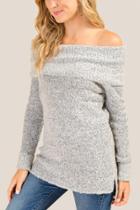 Francesca's Amelia Off Shoulder Boucle Sweater - Gray