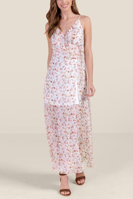 Francesca's Allie Ruffled Lattice Back Maxi Dress - Ivory