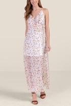 Francesca's Allie Ruffled Lattice Back Maxi Dress - Ivory