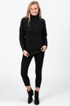 Francesca's Melody Mock Turtleneck Textured Sweater - Black