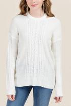 Francesca Inchess Kinley Clavicle Cable Pullover Sweater - Ivory