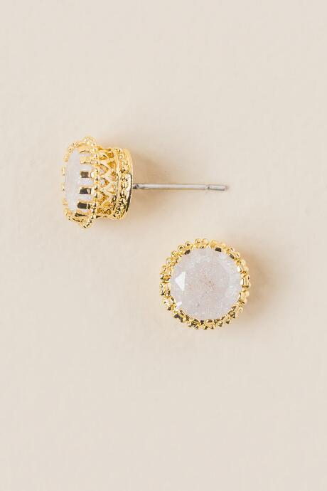 Francesca's Juliana Circle Crown Stud Earring In White - White