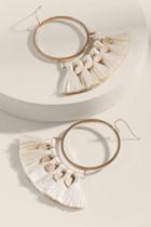 Francesca's Fria Tassel Coin Hoops In Ivory - Ivory