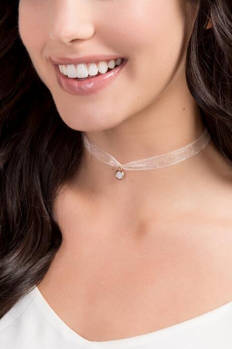 Francesca's Giselle Shimmer Organza Tie Choker - Ivory