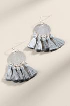 Francesca's Bethany Tasseled Coin Drop Earrings - Light Blue