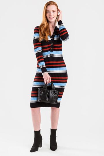 Women's Kenley Striped Button Front Midi Dress In Multi By Francesca's - Size: S