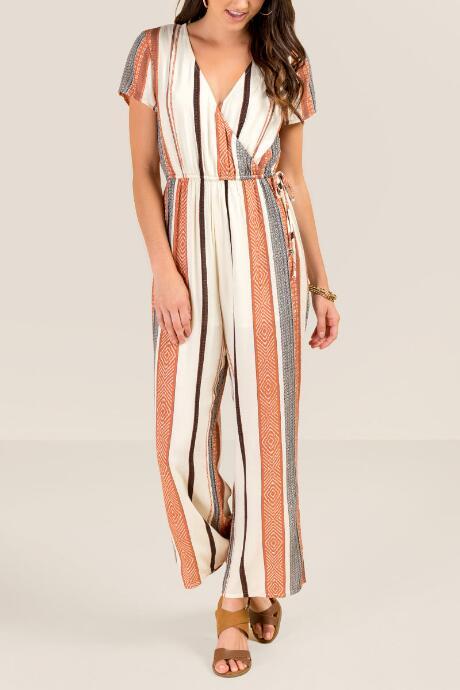 Francesca's Valerie Striped Jumpsuit - Ivory
