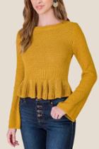 Francesca's Ainsley Crochet Peplum Sweater - Mustard