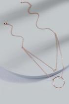 Francesca's Gisella Layered Open Circle Necklace - Rose/gold
