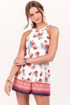 Francesca's Catherine Floral Romper - White