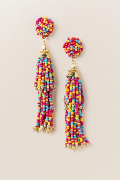 Francesca's Cora Tiered Beaded Tassel Earrings - Multi