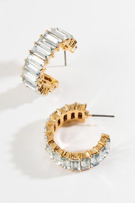 Francesca's Malia Baguette Huggie Hoops - Crystal