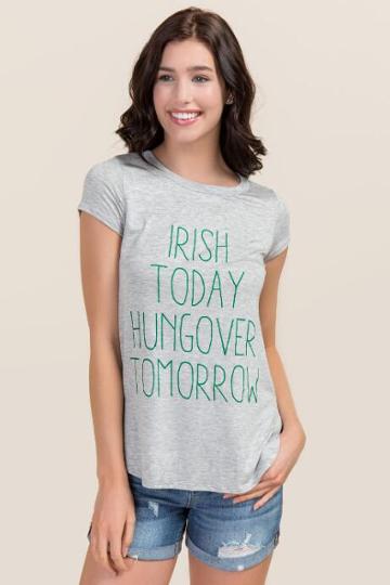 Sweet Claire St. Patty Irish Today Graphic Tee - Heather Gray