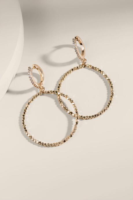 Francesca's Melinda Pave Hoops - Gold