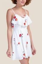 Francesca's Laura Floral A-line Dress - White