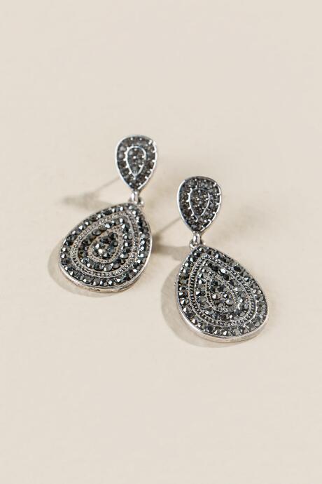 Francesca's Celine Pav Metal Teardrop Earring - Black