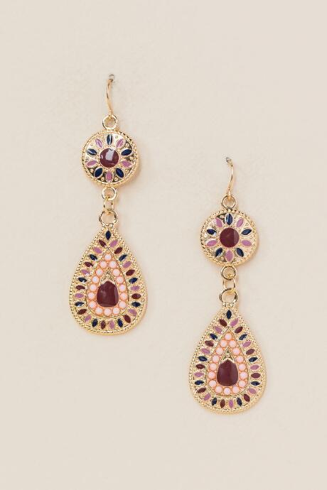 Francesca's Polly Circle Teardrop Earring - Blush