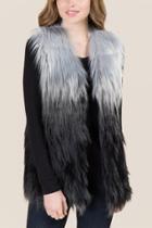 Francesca Inchess Noemi Ombre Faux Fur Vest - Black