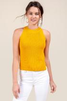 Francesca's Anika High Neck Sweater Tank - Saffron