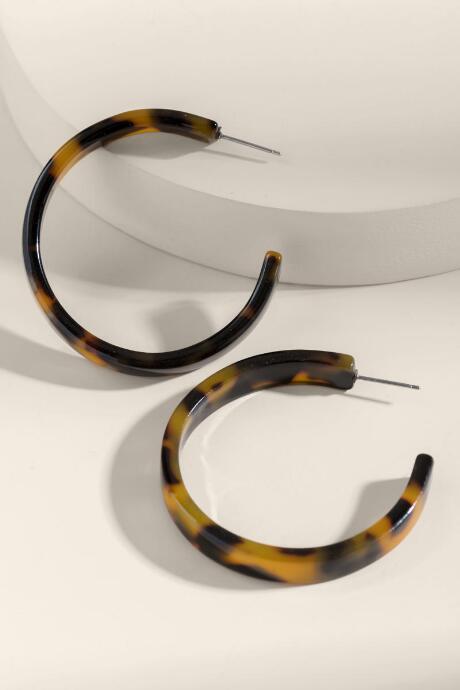 Francesca's Eleanor Tortoise Hoop Earrings - Amber