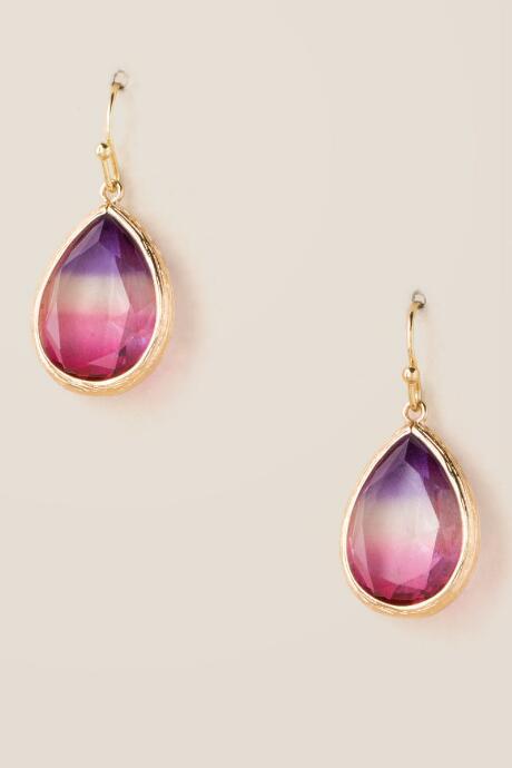 Francesca's Nancy Glass Teardrop Earring In Ombre - Mauve