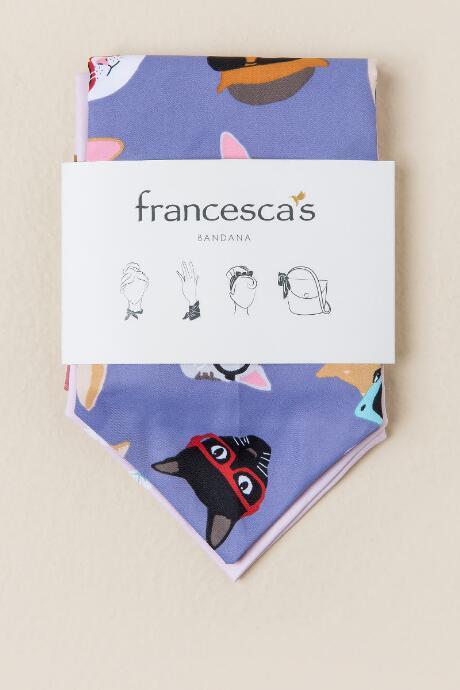 Francesca's Marjorie 2 Pack Cat And Floral Printed Scarves - White