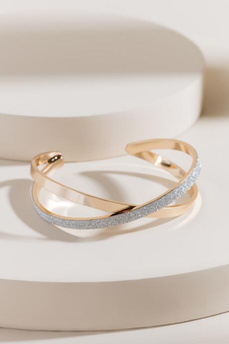 Francesca's Nadia Criss Cross Glitter Cuff - Gold
