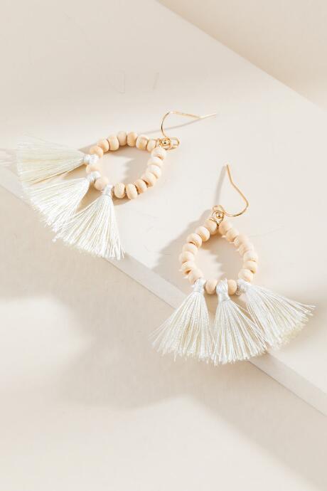 Francesca's Kera Tassel Earrings - Ivory