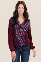 Blue Rain Apple Tribal Surplus Top - Wine