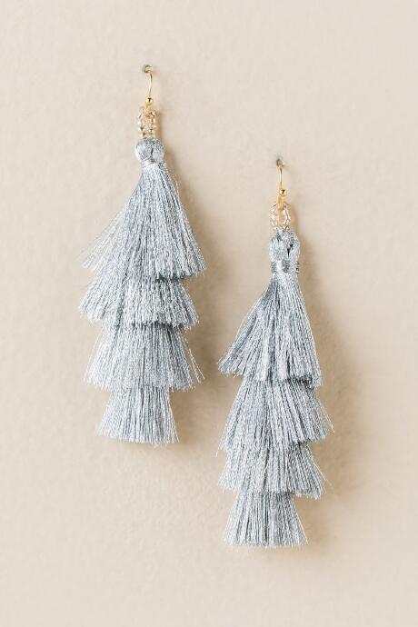 Francesca's Neva Layered Tassel Earring In Silver - Silver