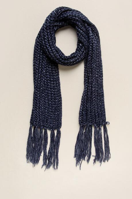 Francesca's Zora Metallic Oblong Scarf - Navy