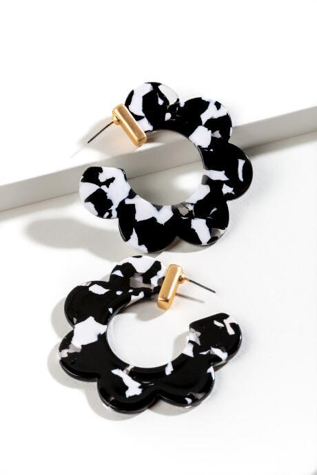 Francesca's Maya Resin Hoop Earrings - Black/white