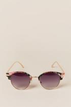 Francesca's Lucy Floral And Gold Sunglasses - Gold