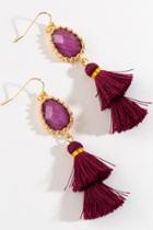 Francesca's Iris Tiered Tassel Earrings In Burgundy - Burgundy