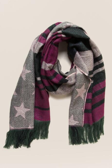 Francesca's Maja Star Plaid Oblong Scarf - Burgundy