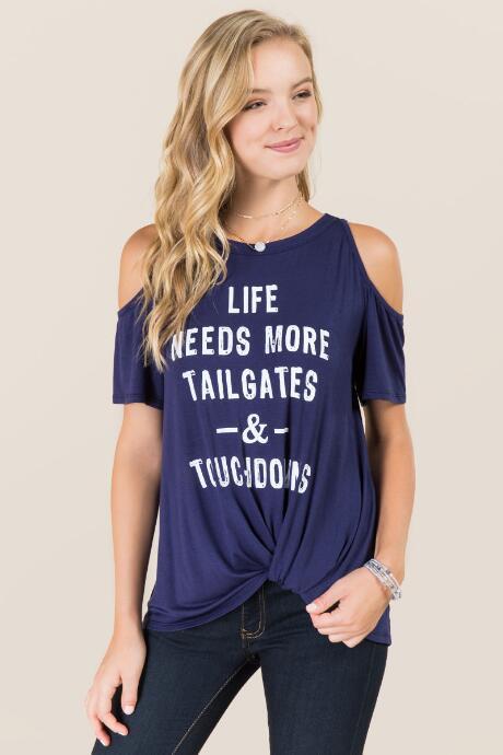 Sweet Claire Life Needs More Tailgates & Touchdowns Graphic Tee - Blue