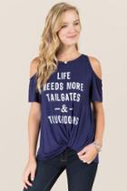 Sweet Claire Life Needs More Tailgates & Touchdowns Graphic Tee - Blue