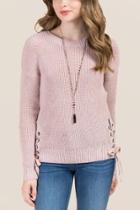 Alya Clara Lace Up Hem Pullover Sweater - Mauve