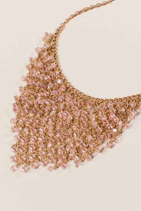 Francesca's Evie Beaded Statement Necklace - Blush