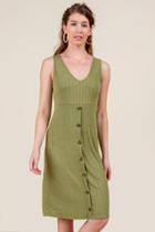 Francesca Inchess Sherry Button Front Midi - Deep Moss