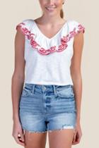 Francesca's Hayden Eyelet Top - White