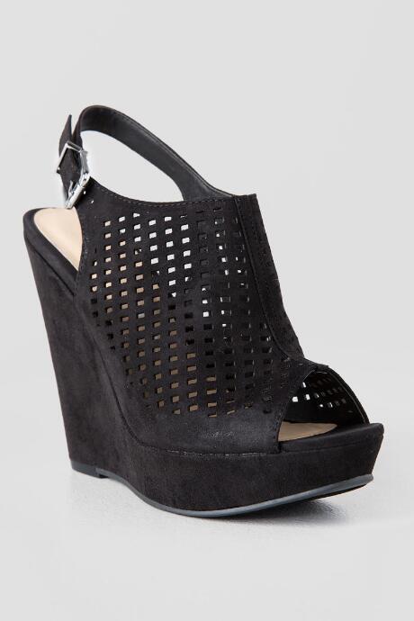 Chinese Laundry, Meet Up Laser Cut Buckle Wedge - Black