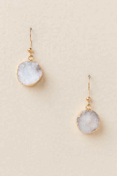 Francesca's Vyrah Druzy Drop Earring - Gray