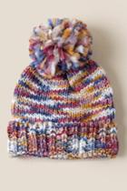 Francesca's Bridget Rainbow Pom Beanie - Navy